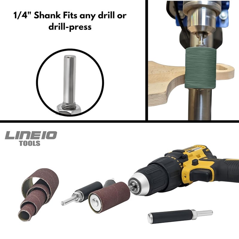 LINE10 Tools 16pk Zirconia Sanding Drum and Sleeves Set, Spindle Sander Attachment for Drill and Drill-Press, Die-Grinder, 2-inch Extra Long Surface, Ideal for Knife Making, Works on Stainless Steel - Image 4